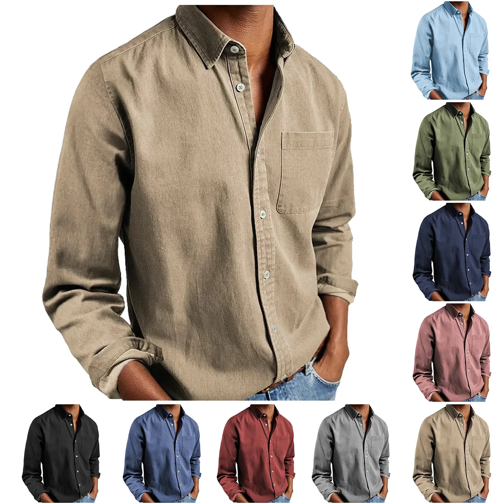 

Mens Casual Business Shirt Regular Fit Button Down Long Sleeve Shirts Solid Color Oversized Cotton Oxford Shirt For Men Camisas