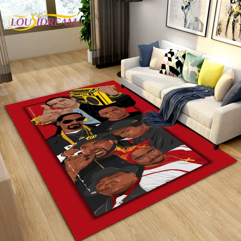 Hip Hop Art Rapper Legend Star Area Rug Large,Carpet Rug for Living Room Bedroom Sofa Doormat Decoration,Kids Non-slip Floor Mat