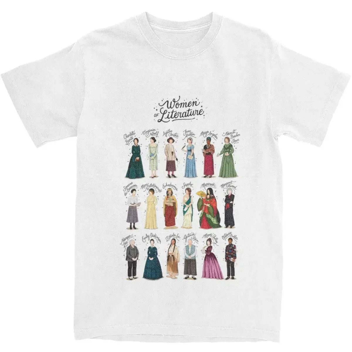 Famous Iconic Women Of Literature T Shirts Bibliophile Book Lover Bookworm Apparel Novelty Tee Shirt T-Shirt Pure Cotton