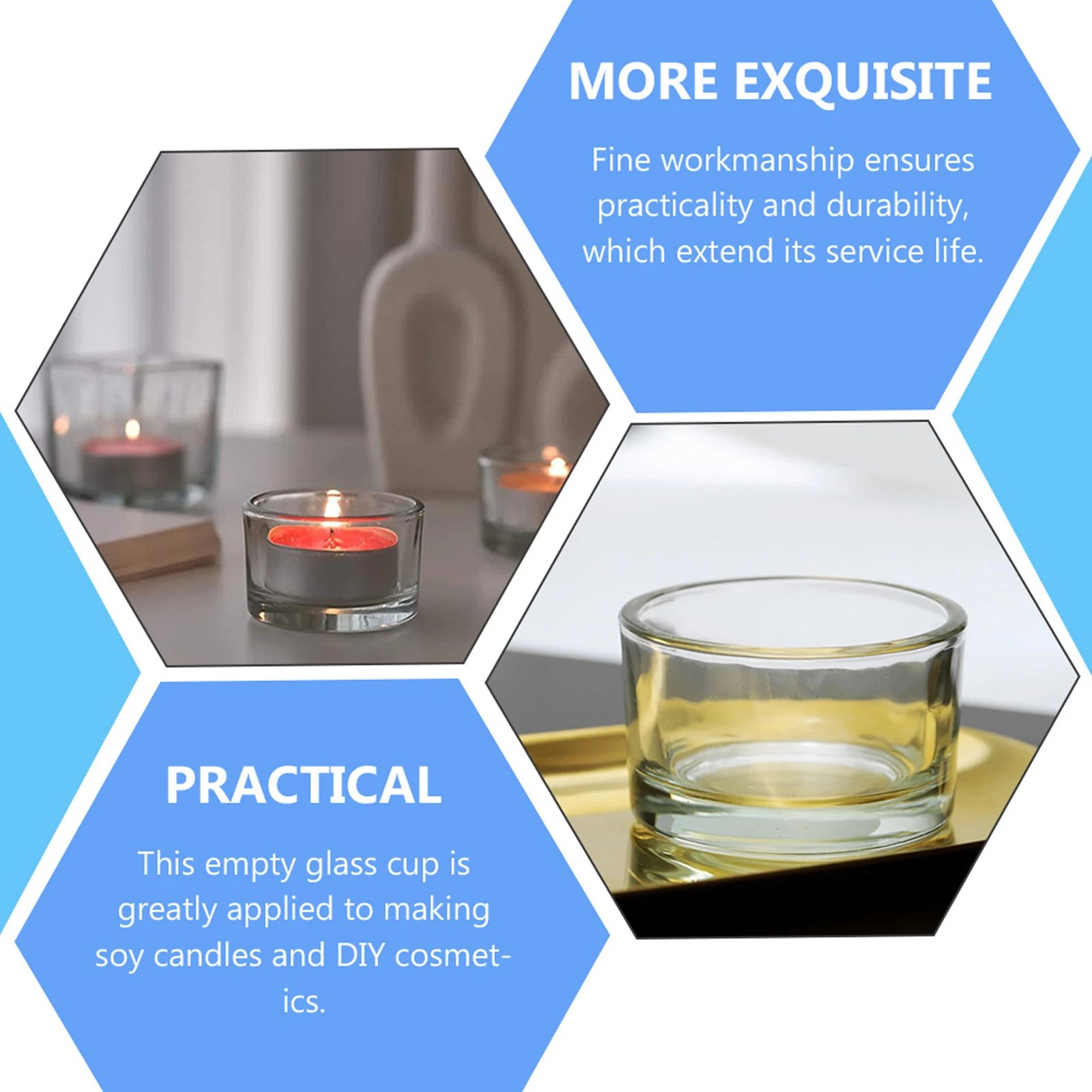 12 قطعة من أكواب Tealight الزجاجية الشفافة لديكور الزفاف، قطعة مركزية للطاولة، حامل شمع بمزاج رومانسي