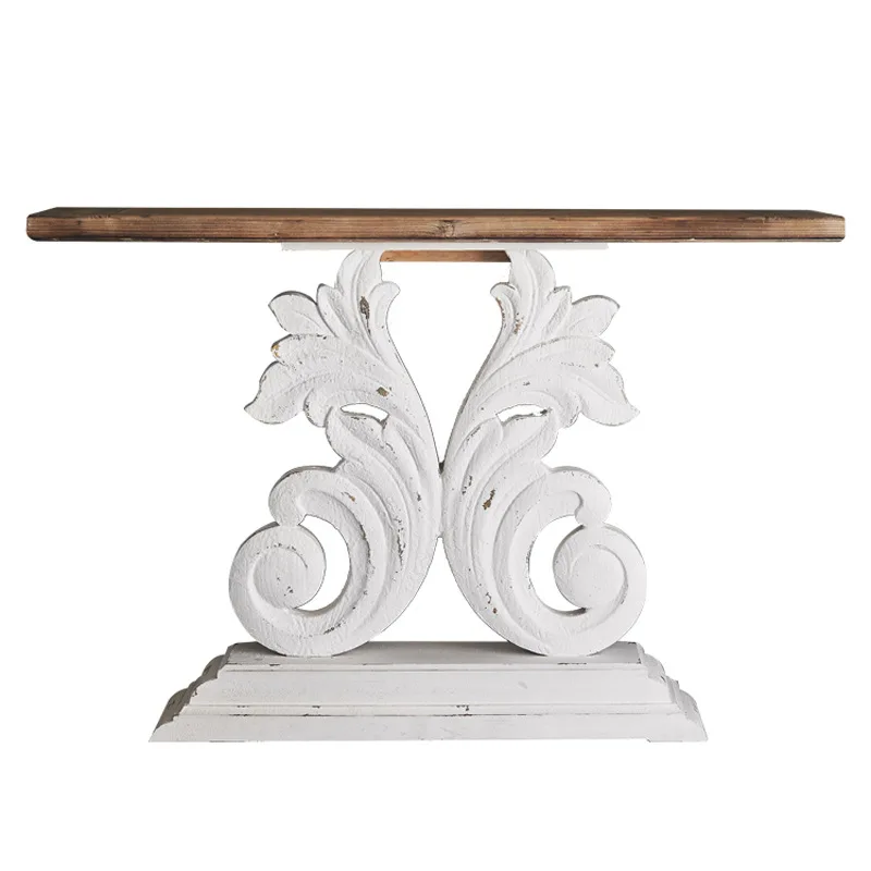 

American retro solid wood carving flower case, living room entrance table against the wall, wedding decoration ornament