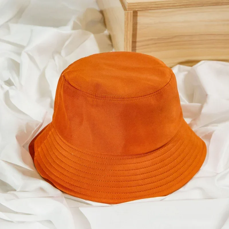 Unisex Cotton Bucket Hats Summer Foldable Sunscreen Panama Hat Solid Color Hip Hop Wide Brim Beach UV Protection Fisherman Hat