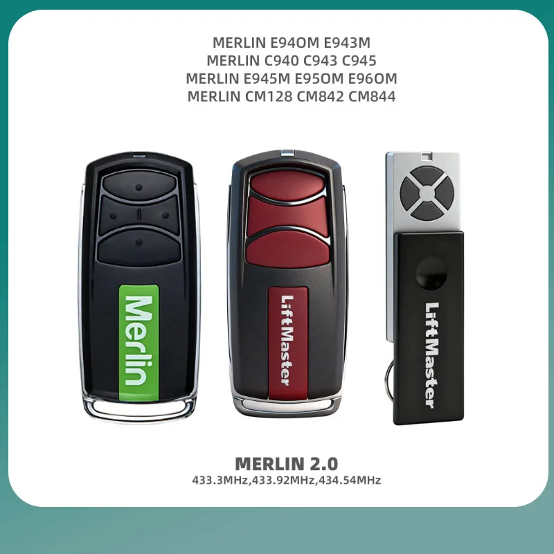 Merlin/Liftmaster remote E960M/E950M E945M/E943M/E940M Security+2.0 garage door opener remote control 433.30 434.54 433.92Mhz