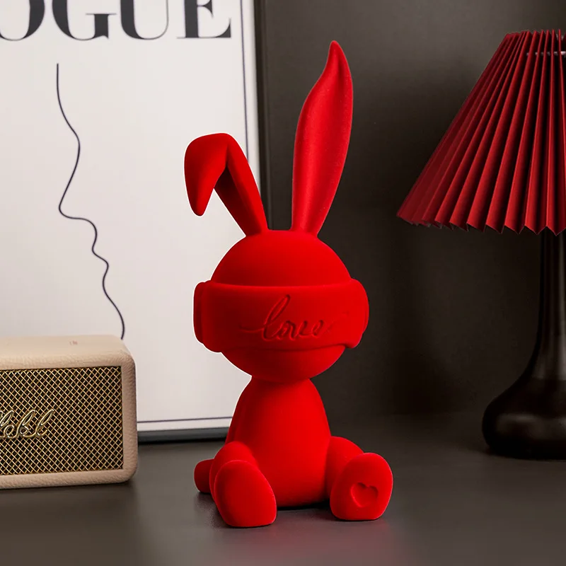 

Red Rabbit Sitting Ornament, Rabbit Statue, High-end Decoration for Indoor Tabletop Entrance TV Cabinet, Home Gift