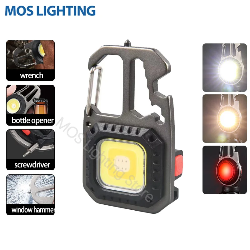 

Мини-брелок MOSLIGHTING, фонарик, многофункциональный портативный фонарик для использования вне помещений, магнитная работа с зарядкой типа C