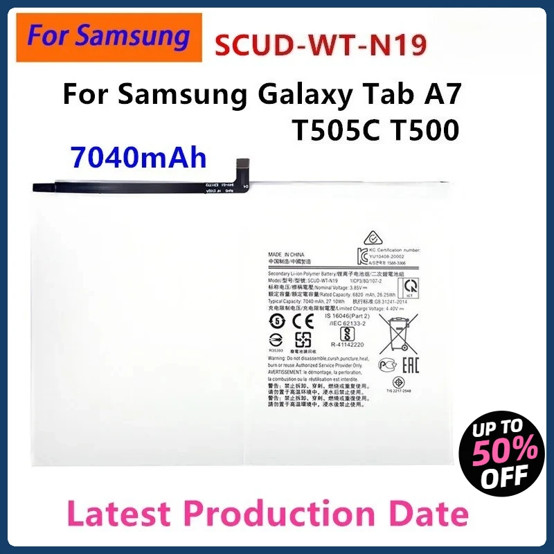 

Сменный аккумулятор SCUD-WT-N19 емкостью 7040 мАч для планшета Samsung Galaxy Tab A7 T505C T500