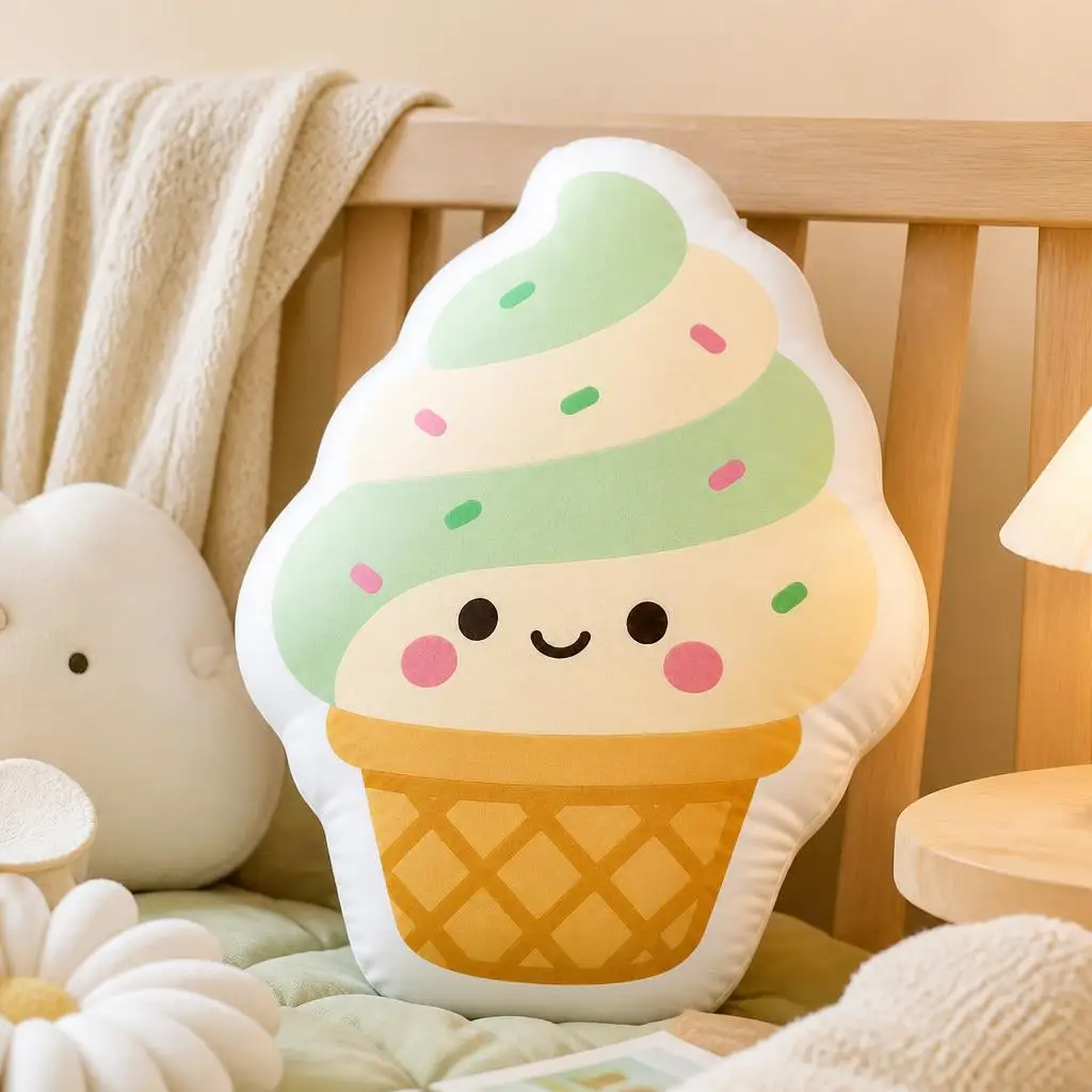 Mint Vanilla Ice Cream Dessert Lover Plush Pillow Cushion Funny Stuffed Throw Pillow Home Decor Sofa Cake Shop Baking Desserts
