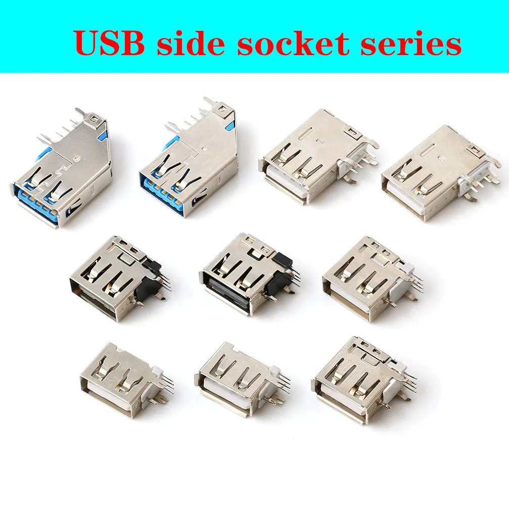 

USB Type A Standard Port Female Solder Jacks Connector PCB Socket USB-A type 90 Degrees