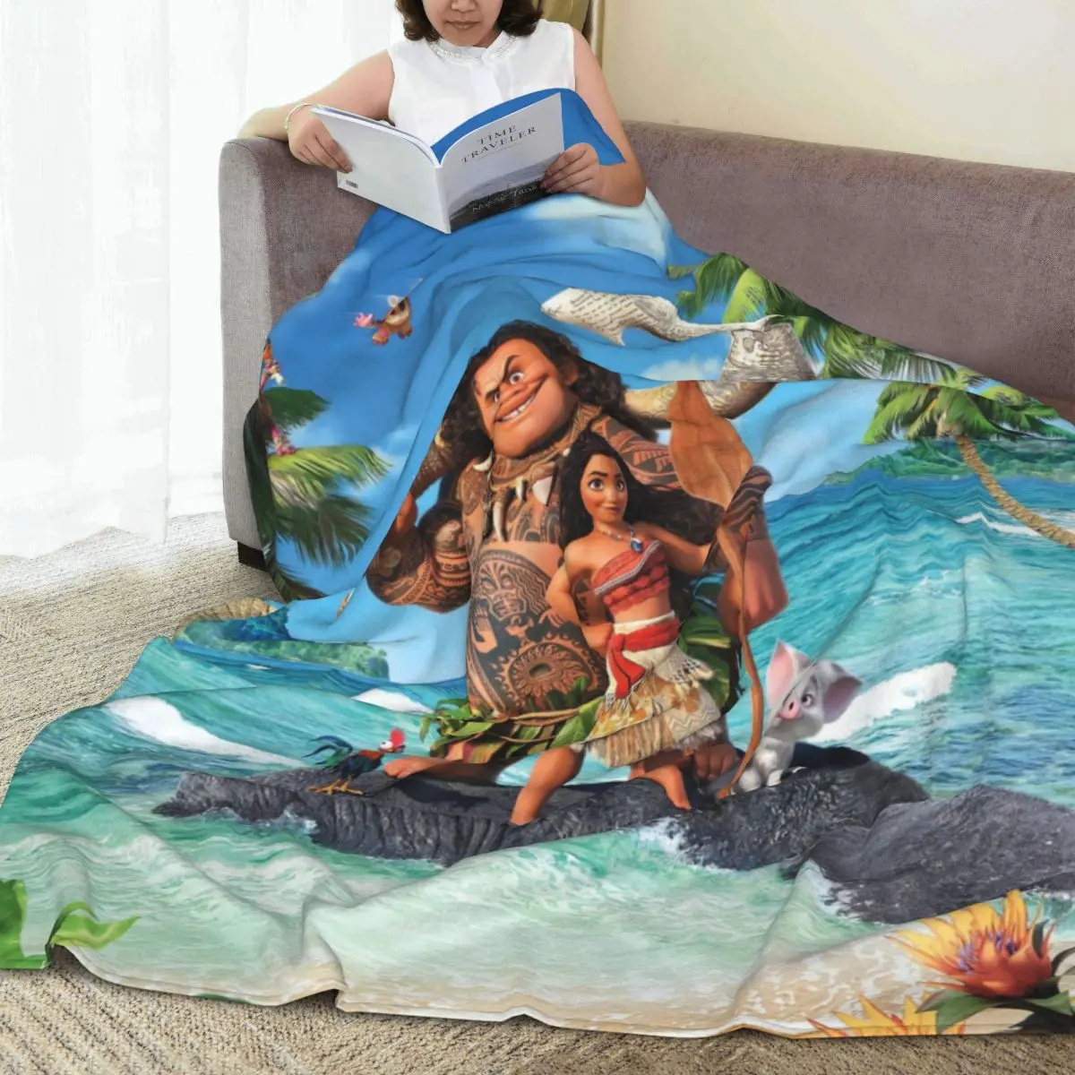 Movie Moana Maui Friendship Soft Warm Blanket Travel Plush Throw Blanket Pattern Home Decor Flannel Bedspread Sofa Bed Cover