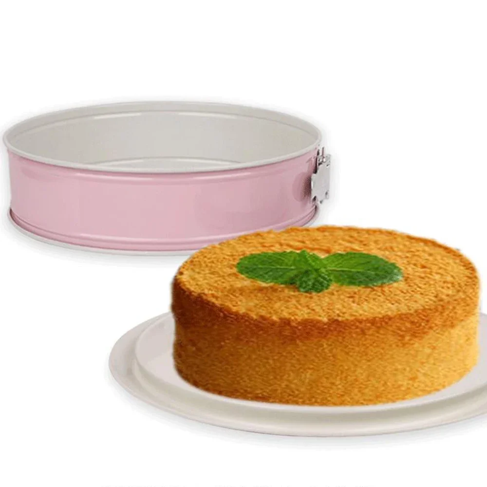 High-strength Carbon Steel + Non-stick Coating Round Lock Live Bottom Non-stick Cake Baking Mold With Random Color