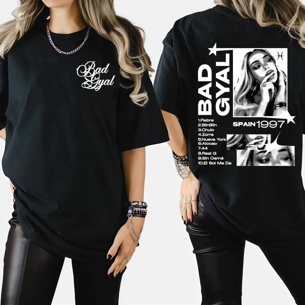 Singer Bad Gyal Album Tour 2025 Graphic T Shirts Men Women Vintage Hip Hop Classic Pop Music T-shirt High Quality Loose T Shirt