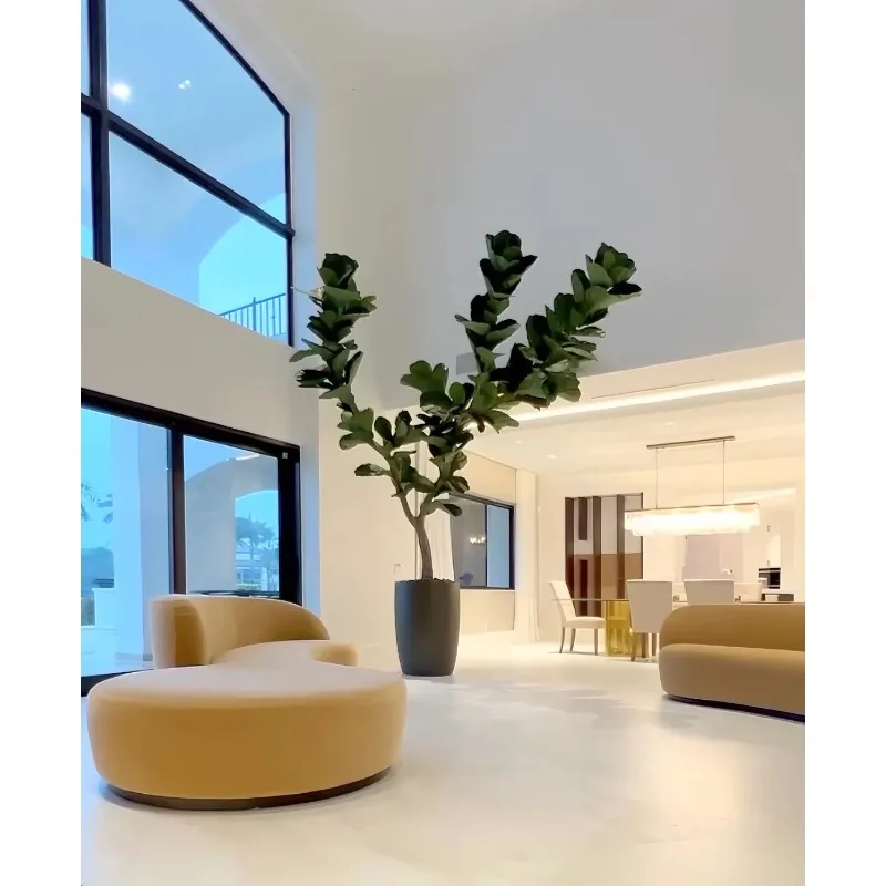 نباتات اصطناعية نباتات بوعاء داخلي شجرة اصطناعية كمان ورقة شجرة التين اللبخ Lyrata صديقة للبيئة