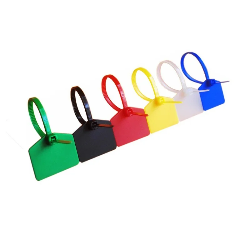 10PCS 25*15mm Nylon Self-Locking Labels Cable Ties Plastic Tag Zip Tie Wraps Network Fixing Straps Markers Length 120