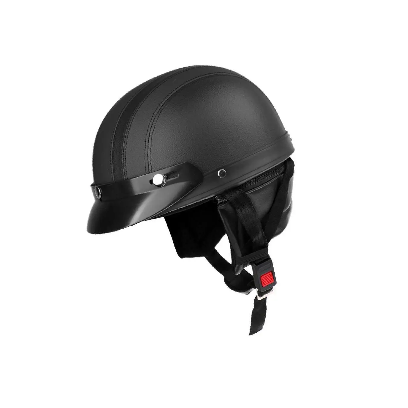 

PU Motorcycle Helmet Bicycle Cycling Half Face Helmet with Visor Black
