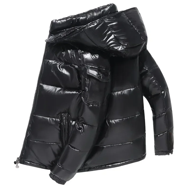 Neue Winter Männer Shiny Puffer Parker Mantel Mit Kapuze Casual Weiße Ente Unten Jacke Hohe Qualität Männlichen Outdoor Winddicht Warme Jacken