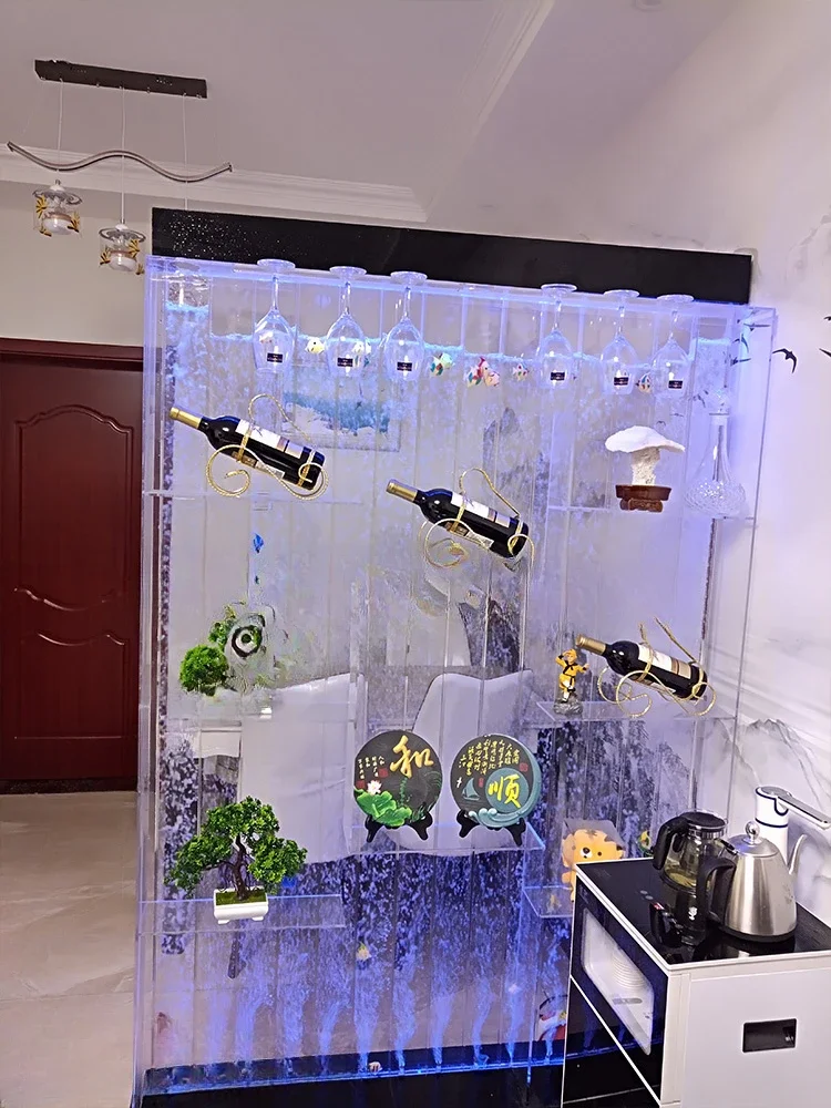 Large Bubble Screen Wine Cabinet Water Curtain Wall Hallway Background Partition Decoration