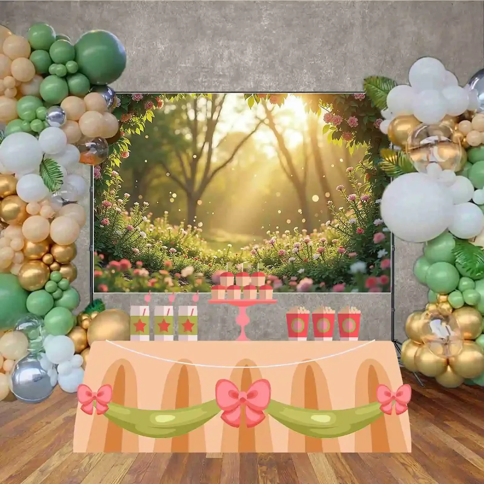 MOON.QG Fondo de fotografía de Pascua con hojas de hierba y flores de primavera, accesorios personalizados para estudio de fiesta de cumpleaños para niños