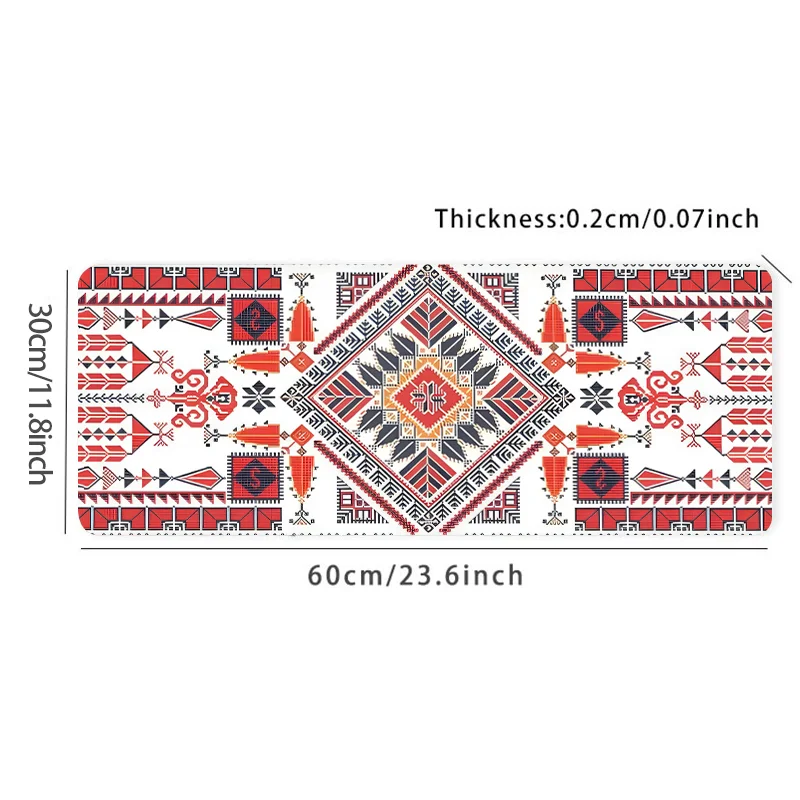 Rode Boho Geometrisch Design Muismat Stijlvolle Etnische Kunst Gaming Grote Bureau Pad Computer Toetsenbord Muismat met Antislip Rubber