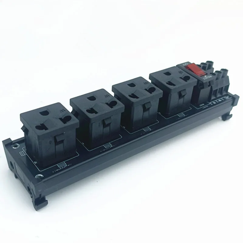 

Модуль-удлинитель для монтажа на DIN-рейку, 125 В переменного тока, с четырьмя розетками, с тумблером, термовыключателем и защитой от перегрузки