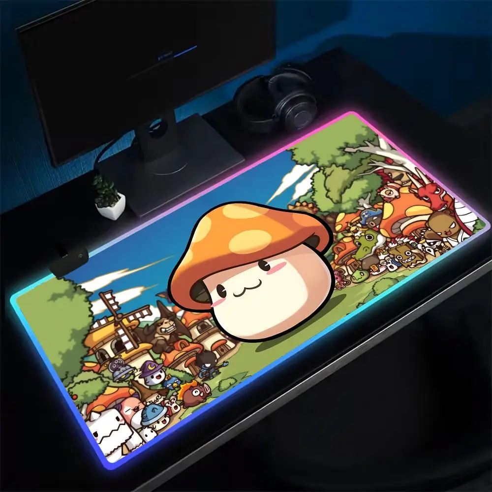 

12-Gamer Maplestory Mouse Pad Anime Gaming Mouse Pad LED Table Pads Backlit Rubber Desktop XXL RGB Desk Mats