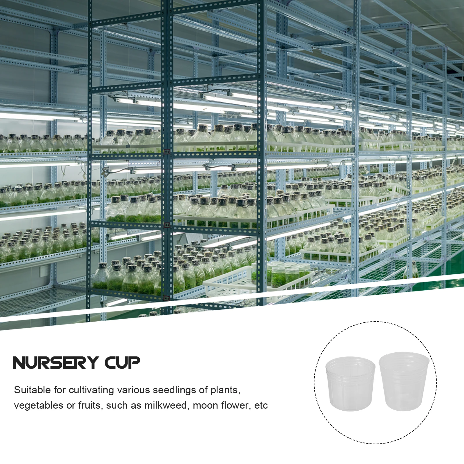 

50 Set Nursery Cups Seedlings Plastic Flower Pots Planting Containers Dust Covers Hydroponic Growth Media Plants Vegetables