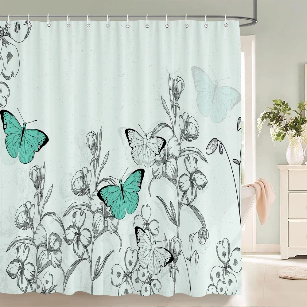 

Красивые цветы занавеска для душа ванная комната водонепроницаемая занавеска для душа птицы занавеска с принтом бабочки для ванны душ с крючками