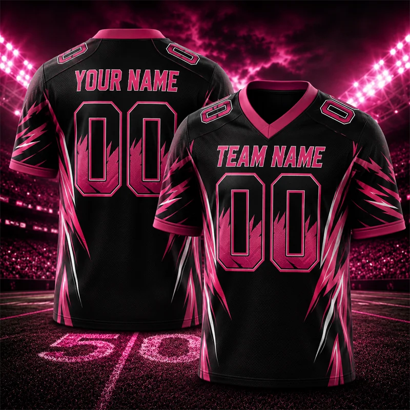 Fashion Trendy Rugby Jersey For Men Free Custom Name Team Name Number 3D Printed V Neck T Shirts Casual Oversized Sports Tops