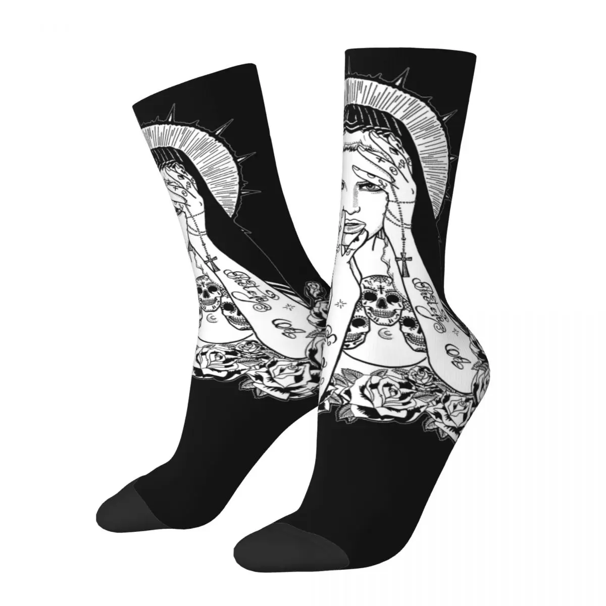 Madonna Mary Jesus Saint Christ Outfits Men Women Socks Cozy Sport Middle Length Socks Warm Wonderful Gifts