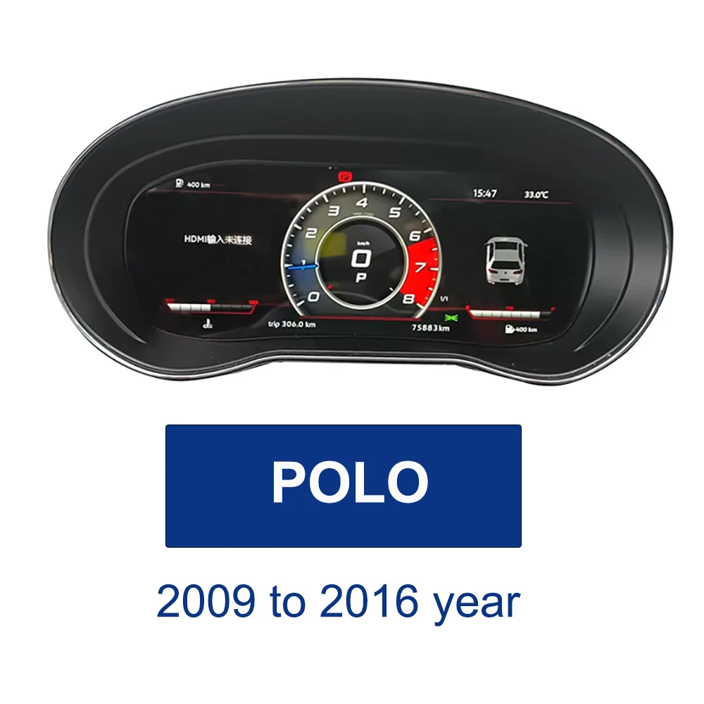 

Car Digital Virtual fit for Volkswagen VW Polo 2009 to 2016 Digital Cockpit Screen Instrument Cluster LCD Dashboard