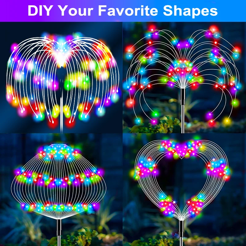 60LED Solar Pathway Lights Waterproof Outdoor Decor Landscape Lighting Firework Decor Courtyard Balcony Patio Christmas Lights