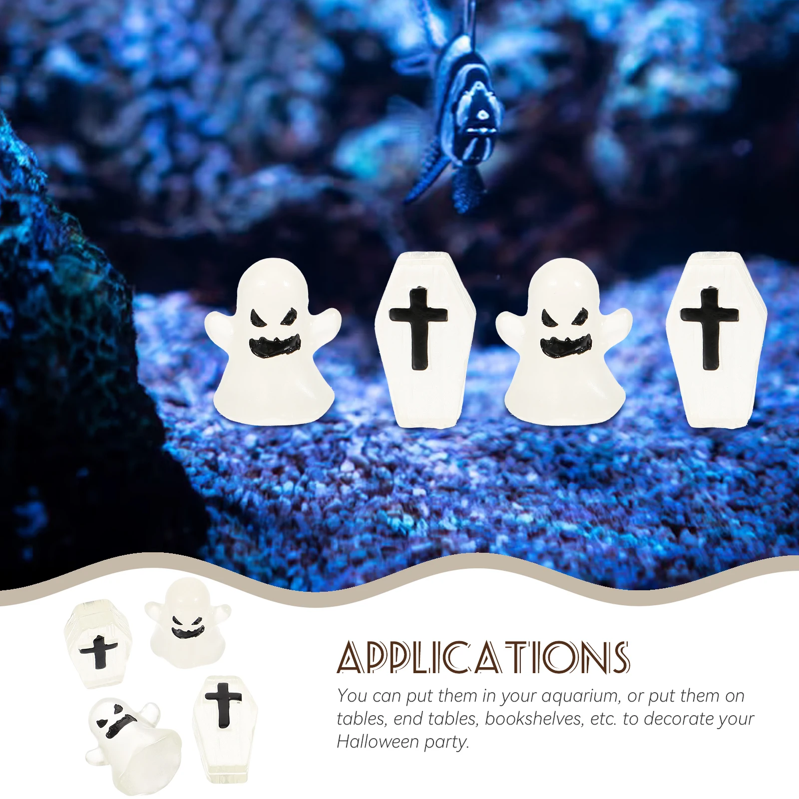

4pcs Luminous Tombstone Resin Ornaments Halloween Miniature Landscape Decorations Garden Desktop Home Party Props Adornments