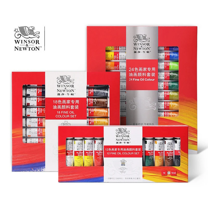 winsor newton tintas a oleo profissionais para artistas pigmento de lona artigos artisticos conjunto de desenho tubo 12 ml 12 ml 18 24 cores 01