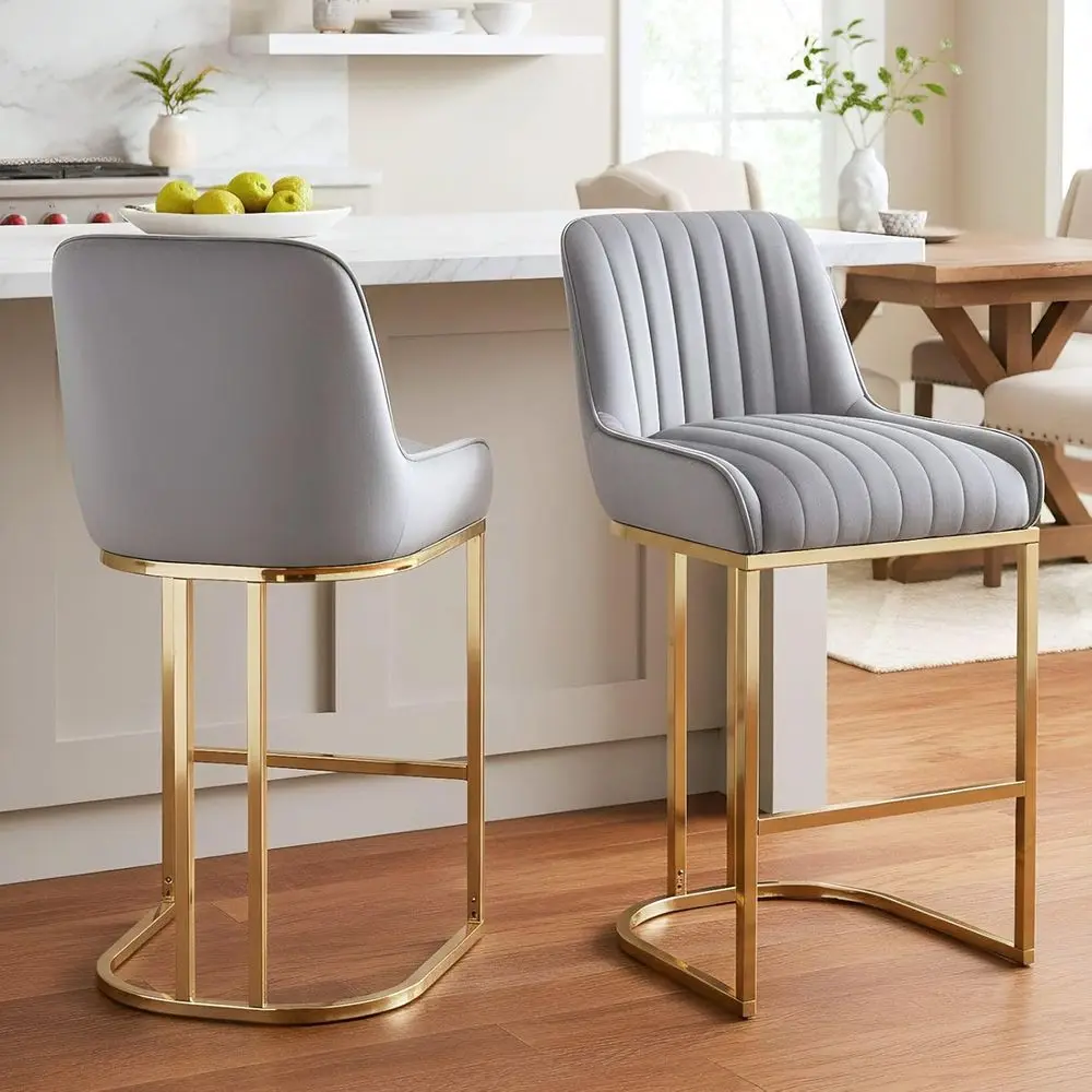 

Набор из 2 барных стульев с золотыми ножками из вельвета для кухонного острова