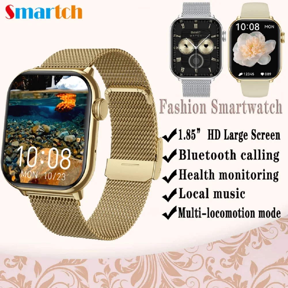 

Смарт-часы с местной музыкой и погодой, уведомление о информации для мужчин и женщин, смарт-часы с BT-вызовом, 100 спортивных режимов, пульс, здоровье сна