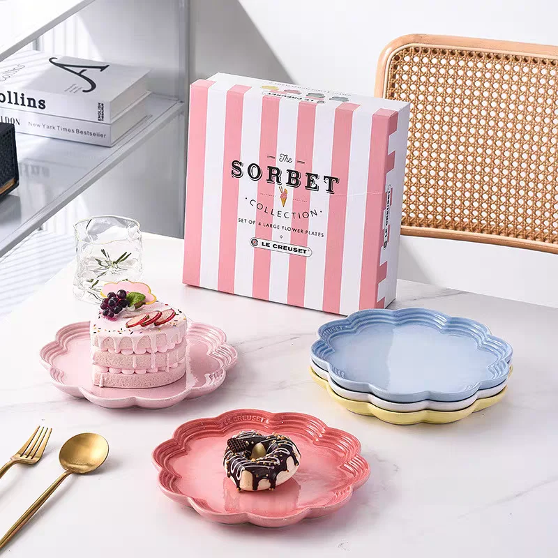 

Тарелка для стейка Le Creuset Cool Color из керамики с цветочным узором, многофункциональная, для домашнего использования, глубина 1 см, в французском стиле