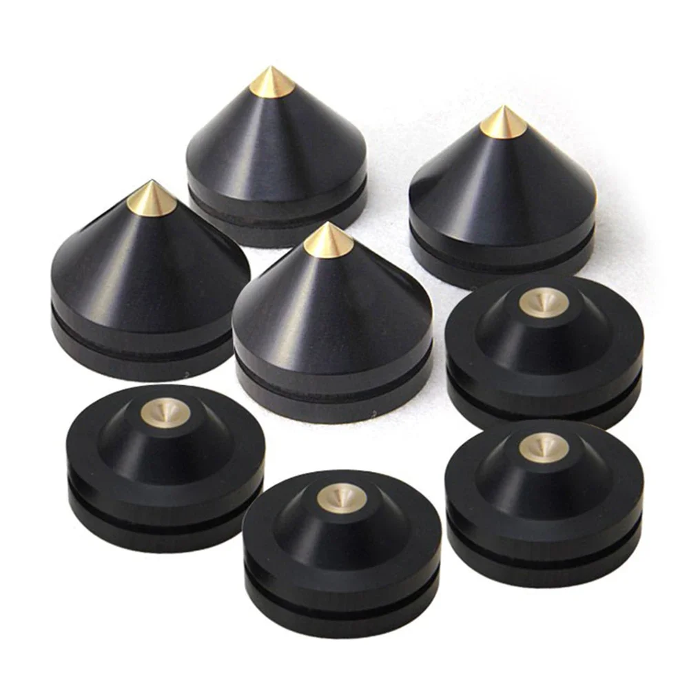 4sets Ebony and Metal Shock Spikes 33mm / tube Amplifier / Speaker / Hiend 4 pcs Pure dowel 4 PCS Pure wooden mat