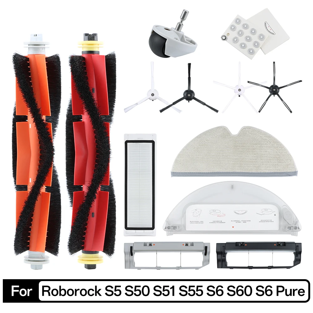 For XiaoMi Roborock S5 S50 S51 S55 S6 S60 S6 Pure Vacuum Cleaner Accessories HEPA Filter Mop Cloth Side / Main Brush Spare Parts