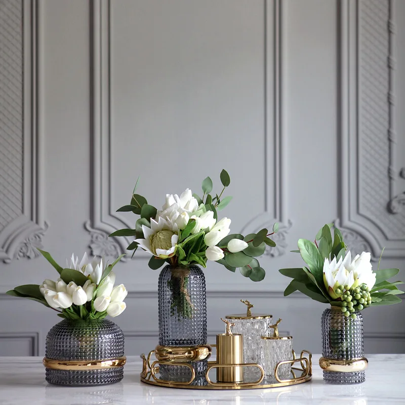 Nordic High-end Luxury Vase Floral Decoration Ornaments Living Room Desktop Designer Porch Home Accessories