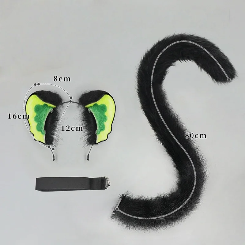 Nuovo fatto a mano Anime orecchie di gatto nero fascia animale peloso coda di gatto set fumetto carino costume cosplay oggetti di scena