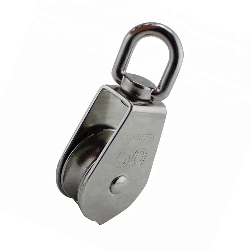 3 Pieces 304 Stainless Steel Swivel Pulley Rigging Hardware Wire Rope Crane Pulley Block Hanging Wire Towing Wheel