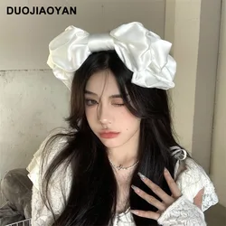 Internet Celebrity Same Style Sweet Japanese Solid Color Big Bow Headband Lolita Satin Three-Dimensional Versatile Twist Hair Ac