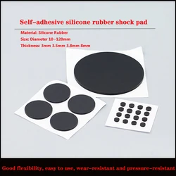 10-120mm Round Self-adhesive Silicone Foot Pad Furniture Cabinet Door Damping Buffer Anti-Collision Anti-Skid Thickness 3mm