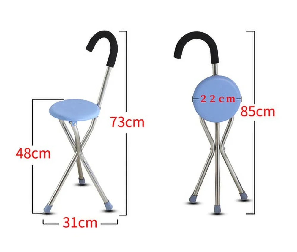 Aluminum Alloy Folding Cane Seat Dexterous Non-Slip Walking Stick Stool For Seniors And Elderly Disab