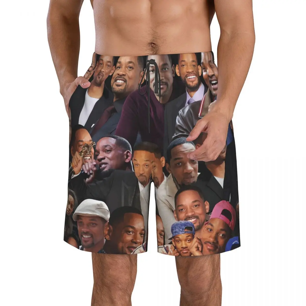 Will Smith Photo Collage Men's Beach Shorts Fitness Quick-drying Swimsuit Funny Street Fun 3D Shorts