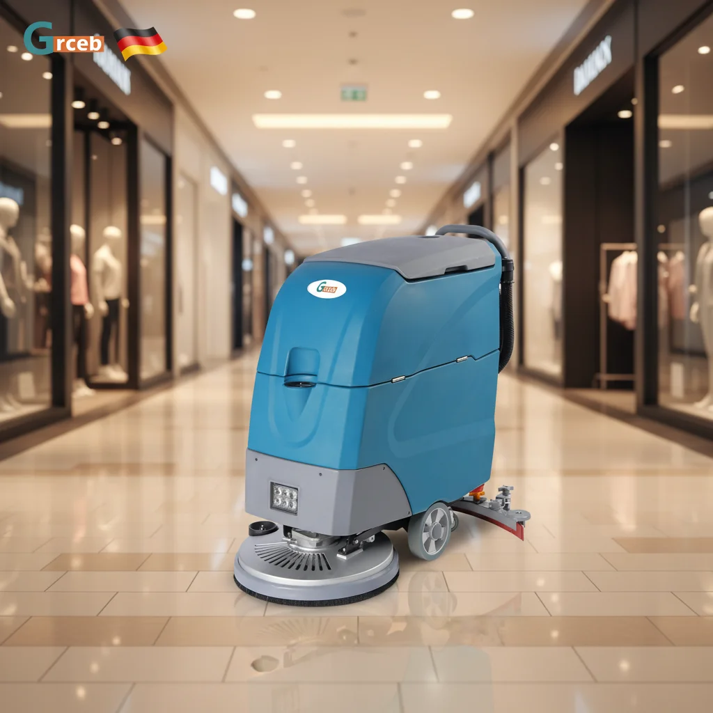 Máquina de Limpeza de Piso Elétrica GS530 Compacta e Nova com Escova Lateral e Bateria