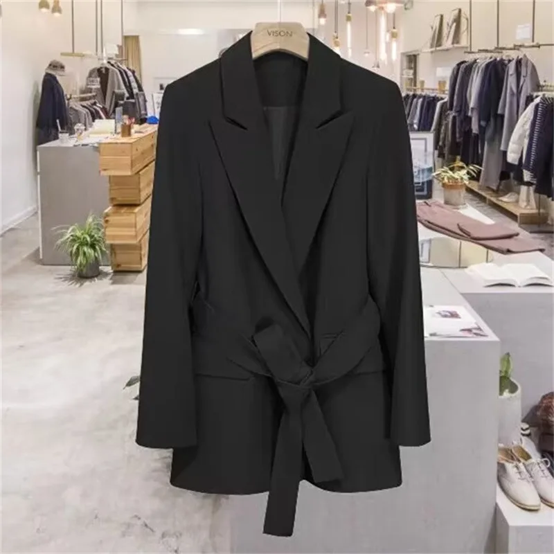 Prendas de abrigo para Mujer, abrigo, Blazer para Mujer, mangas para Mujer, regalo negro francés, tendencia recortada para Mujer, nuevo cuello con muescas que combina con todo