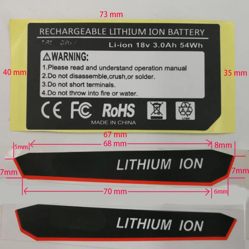 مجموعتين من بطارية ليثيوم أيون 3Ah 6Ah 9Ah ملصق تسمية رقم الموديل تحديد الكمية الكهربائية لسجل ميلووكي 18 فولت
