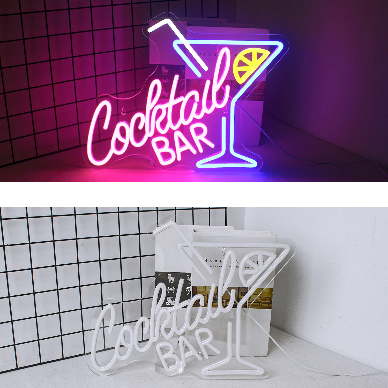 Cocktail Bar Neon Sign, Decoração de parede LED, Alimentado por USB, Acrílico para festas Cocktail Bars, Homem Cave Decor, Room Wall Art, Logotipo