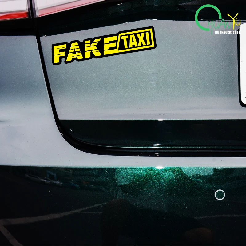 Yellow Fake Taxi Logo Pvc Waterproof Window Laptop Trunk Auto Motorcycle Car Sticker And Decals