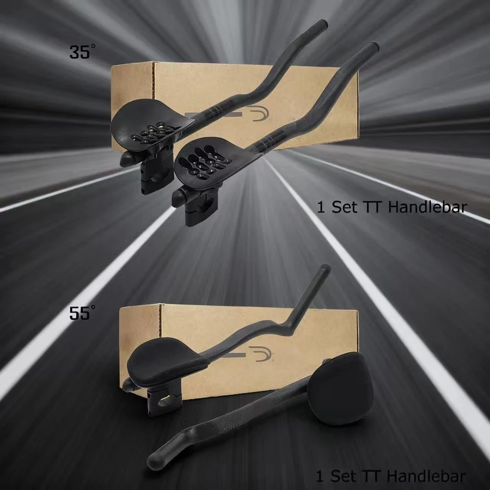 

DE TT Extensions Handlebar Super Light 494g, Adjustable 35/55° Aero Carbon Fiber Bar with Internal Routing for Time Trial Bike